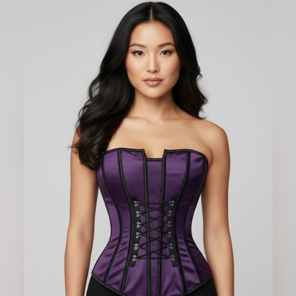 Vintage Frederick's of Hollywood Purple and Black Corset